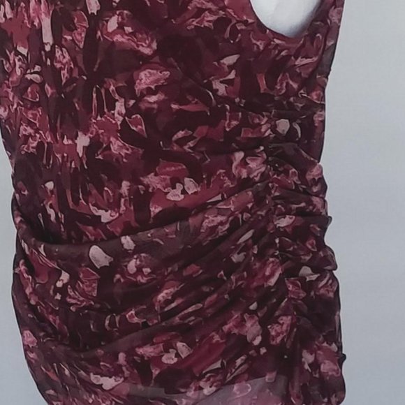 Cable & Gauge Women’s Sleeveless Mock Neck Side Ruched Printed Top/Blouse Large - Picture 7 of 9